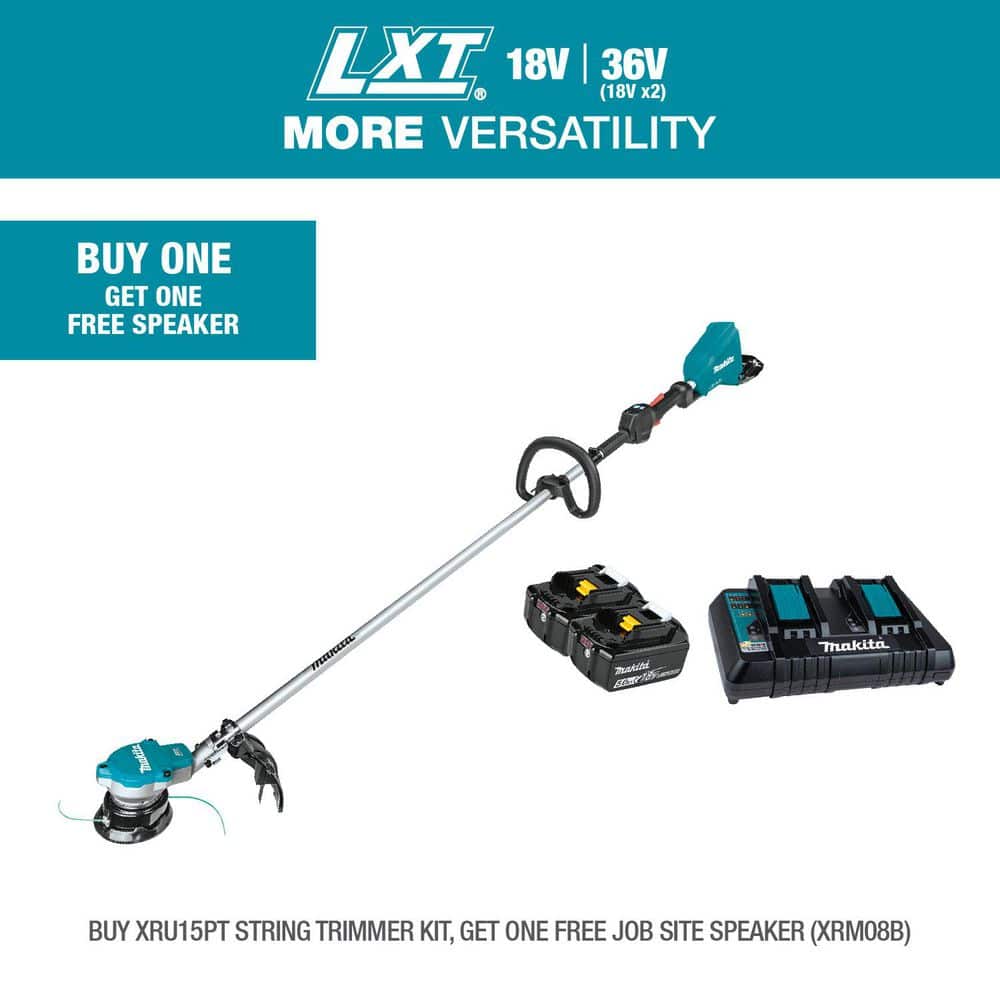 Makita LXT 18V X2 36V Lithium Ion Brushless Cordless String Trimmer Kit 5.0 Ah XRU15PT The Home Depot