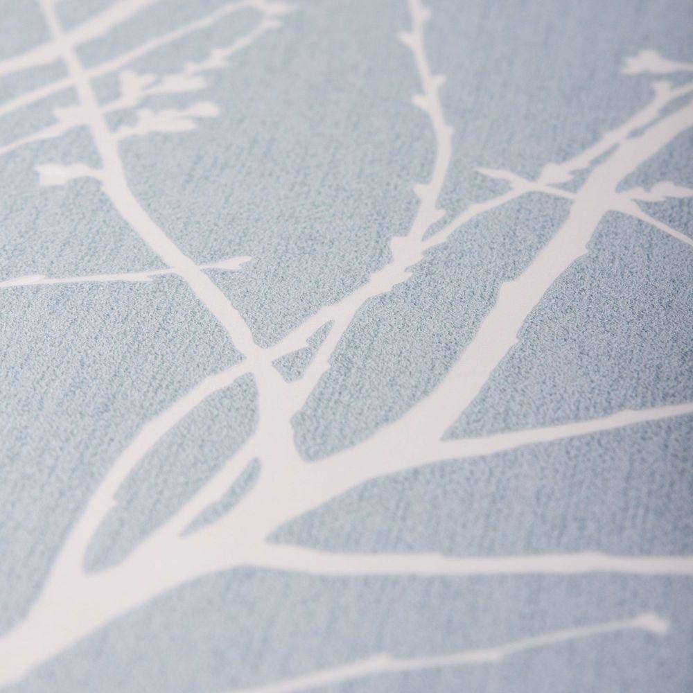 Duck Egg Blue Non-woven Paper Floral Wallpaper