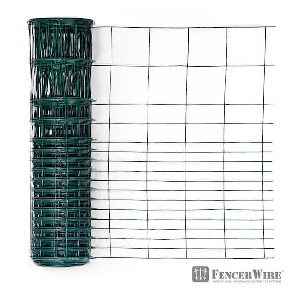 Fencer Wire 24 in. x 50 ft. 16-Gauge Green PVC-Coated Rabbit Guard Fence, Poultry Fencing Wire Roll for Garden Yard Vegetable Plant