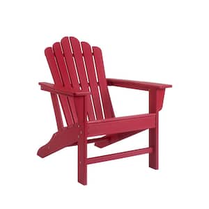 Red Outdoor HDPE Hard Plastic Adirondack Chair for Garden Porch Patio Deck Backyard with Weather Resistant