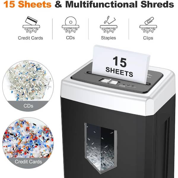 Yichuhaoxi 15-Sheet Office Paper Shredder, 40 Mins Heavy Duty