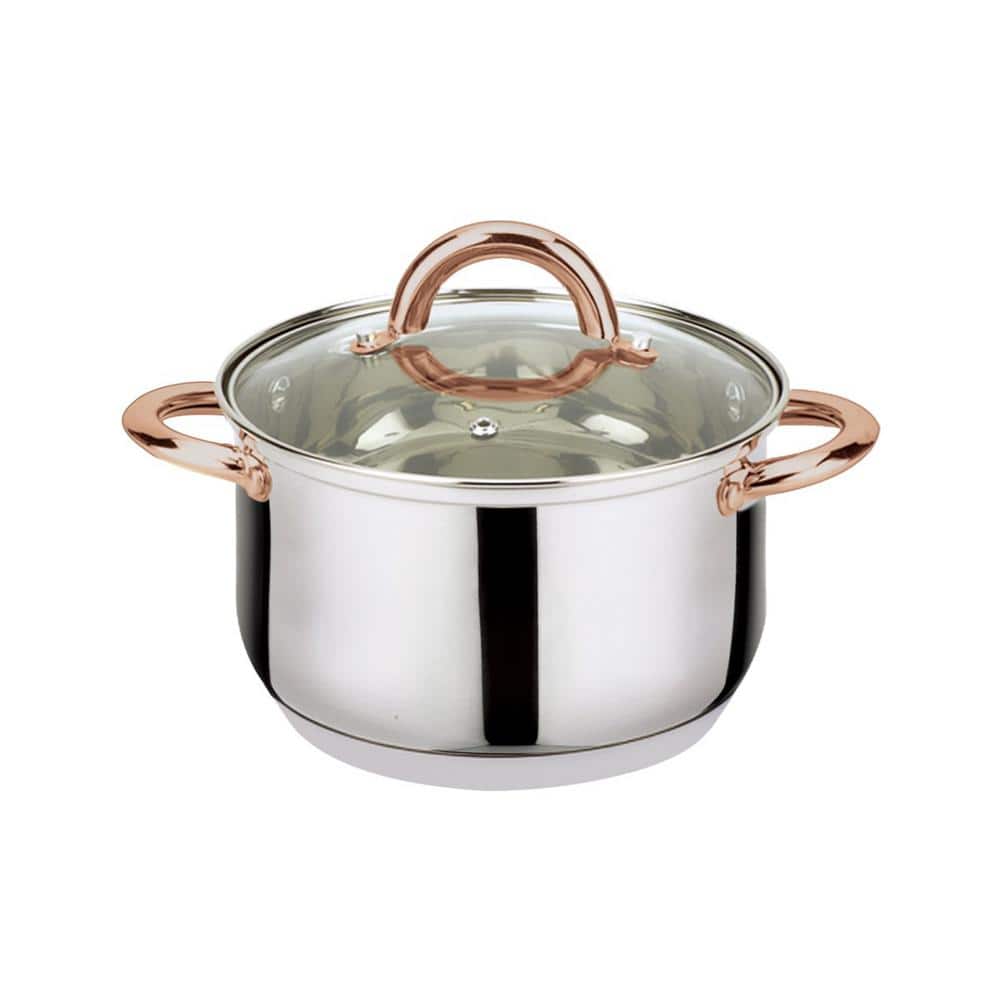 6-Piece Stainless Steel Casserole Set with Copper Handles