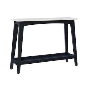 Jesi 42 in. L Dark Gray Rectangle Console Table with Marble Top