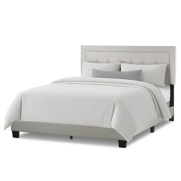 Austin Beige Fabric Queen Bed with Button Tufting and Stitching