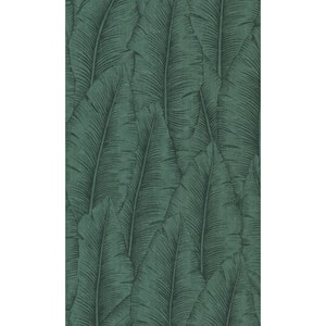 Green Tropical Leaves Printed Non-Woven Paper Non-Pasted Textured Wallpaper 57 sq. ft.