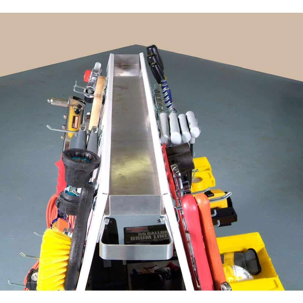 White Aluminum Frame Mobile Tool Cart with Dual-Sided Storage