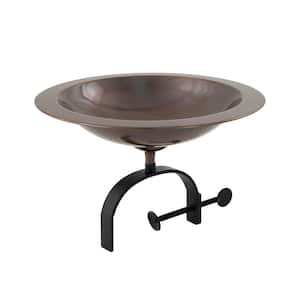 14.75 in. W Antique Copper Classic II Birdbath with Over Rail Bracket