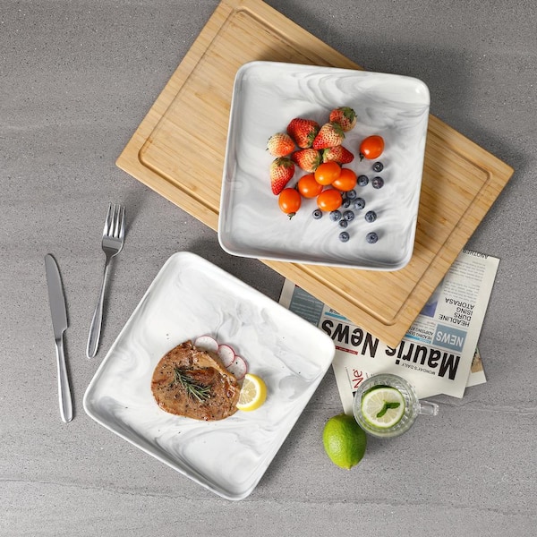 MALACASA Ivy 12-Piece Marble Grey Porcelain Dinnerware Set