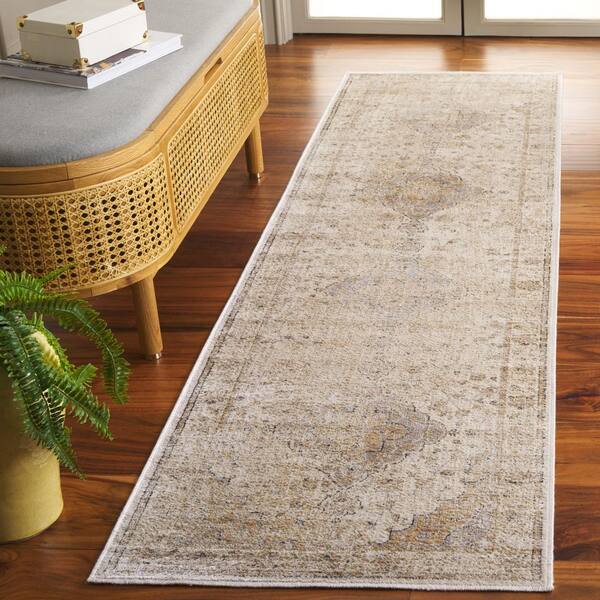 Atlas 2 ft. x 8 ft. Ivory/Beige Distressed Vintage Medallion Runner Rug