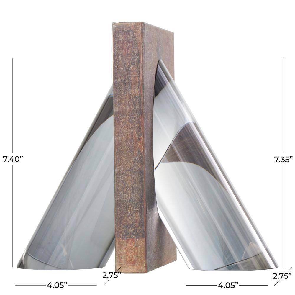 Silver Glass Pyramid Shaped Non-Skid Bookends, Set of 2