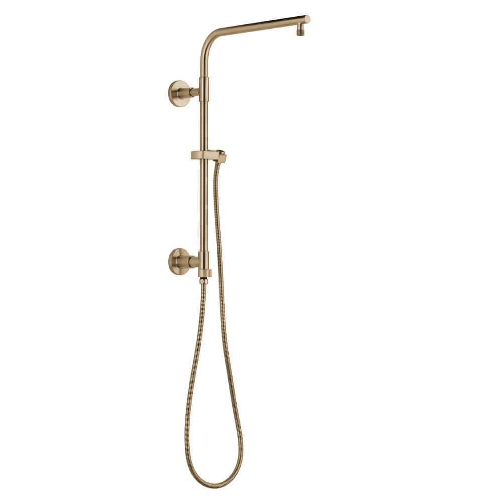 Emerge Round Contemporary 18 in. Column Shower Bar in Lumicoat Champagne Bronze