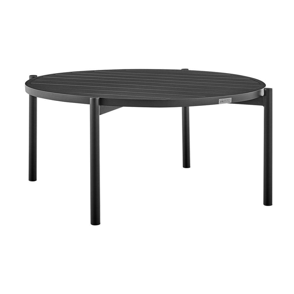 Armen Living Tiffany Black Round Aluminum Outdoor Coffee Table