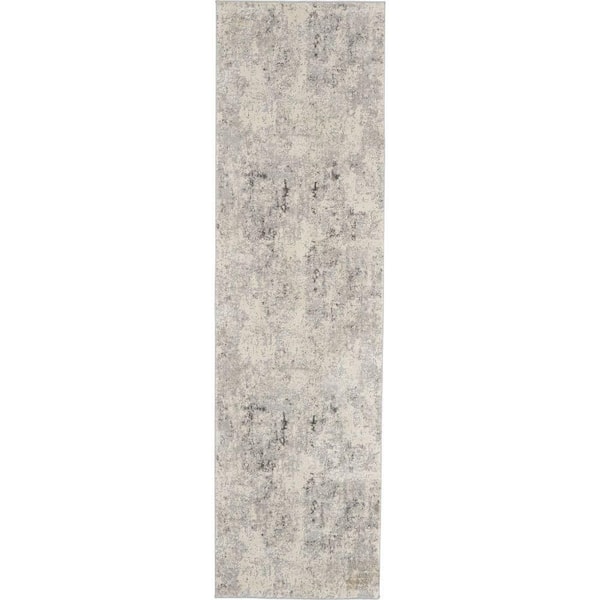 Rustic Textures Grey/Beige 2 ft. x 8 ft. Abstract Contemporary Kitchen Runner Area Rug