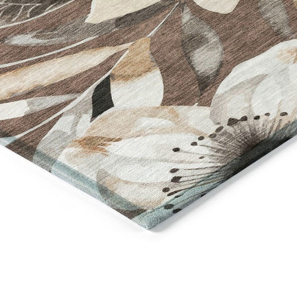 Chantille Machine Washable Indoor/Outdoor Abstract ACN2260 Chocolate 10 ft. x 14 ft. Area Rug