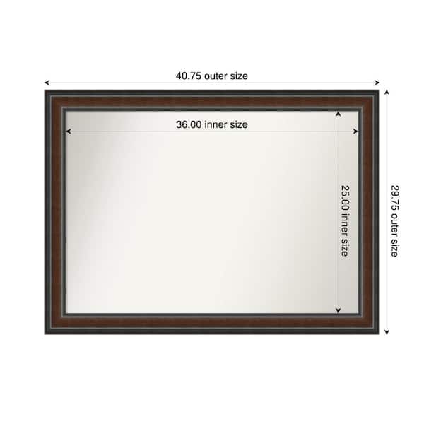 Amanti Art Cyprus Walnut 40.75 in. x 29.75 in. Custom Non-Beveled Wood Framed Bathroom Vantiy Wall Mirror