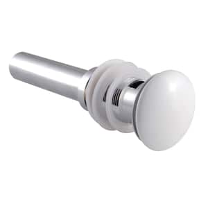 Push Pop-Up Bathroom Sink Drain with Overflow, Chrome and White