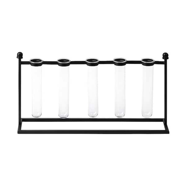 10 in. Black Metal Cylinder Decorative Vase