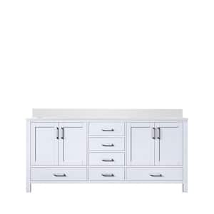 Jacques 72 in. W x 22 in. D White Double Bath Vanity and White Quartz Top