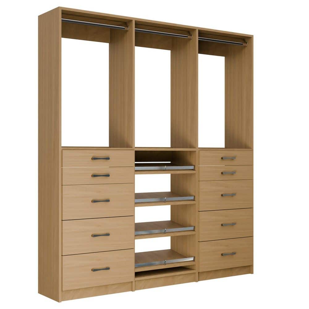 Alto 57 in. W Oak Tower System 2 5-Drawer with Hang and Shoe-Shelves with Hang 9-Shelf Wood Closet System price history on PriceWatchPro
