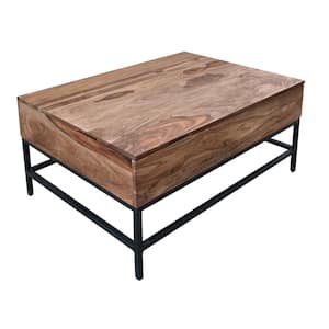 36 in. Brownstone Nut Brown Rectangle Wood Top Material Coffee Table With Lift Top