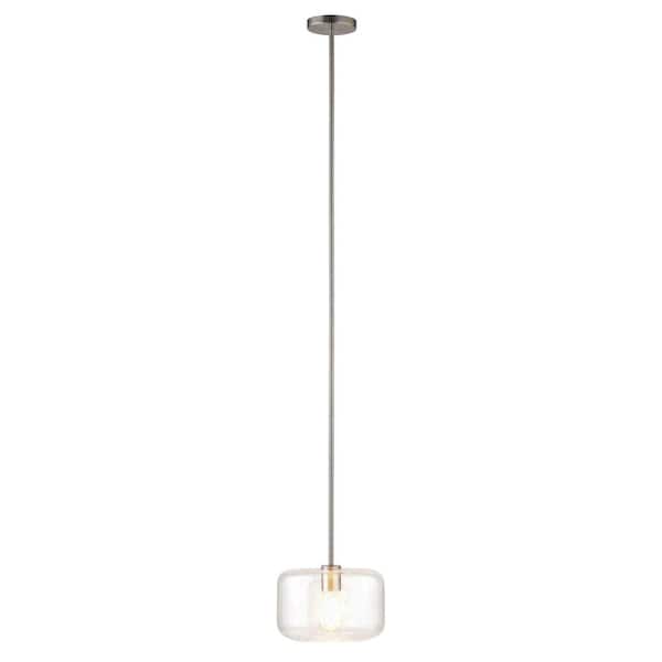 Meyer&Cross Channing 1-Light Brushed Nickel Wide Pendant with Seeded Glass Shade