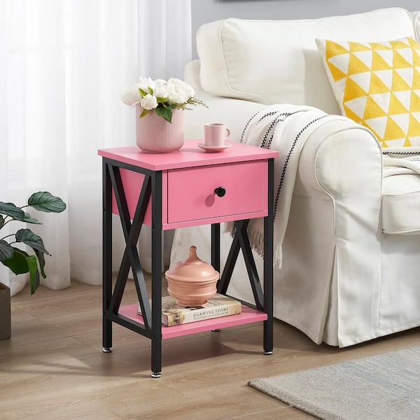VECELO Versatile Nightstands X-Design Side End Table Night Stand Storage  Shelf with Bin Drawer 11.8W x 15.8L x 21.7H, Pink KHD-DC-NS01-PINK - The  Home Depot
