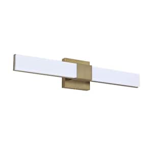 5 in. 1-Light Gold LED Vanity Light Bar with White Acrylic Shade
