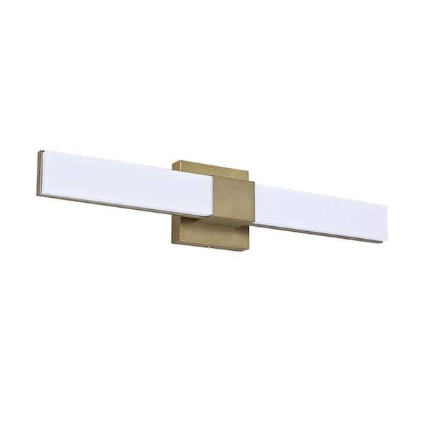 Unbranded 5 in. 1-Light Gold LED Vanity Light Bar with White Acrylic Shade