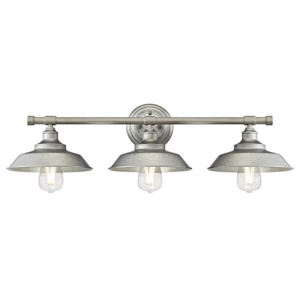 Westinghouse Iron Hill 3-Light Galvanized Steel Wall Mount Bath Light