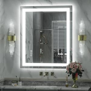 30 in. W x 36 in. H Rectangular Frameless Double LED Lights Anti-Fog Wall Bathroom Vanity Mirror in Tempered Glass