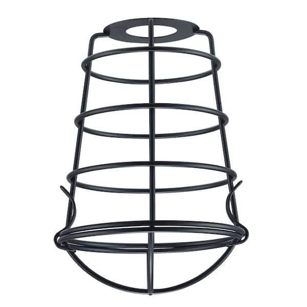 8 in. Black Metal Cylindrical Caged Pendant Shade with 2.25 in. Lip Fitter