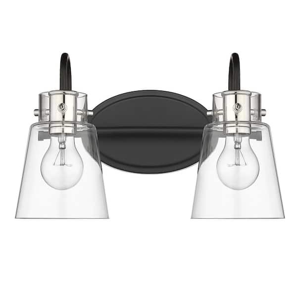Acclaim Lighting Bristow 14.75 in. 2-Light Matte Black and Polished Nickel Vanity Light with Clear Glass