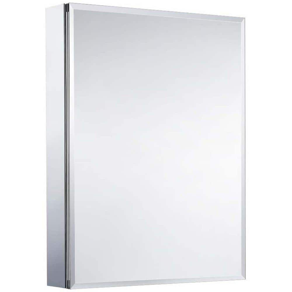 20 in. W x 26 in. H Rectangular Silver Aluminum Medicine Cabinet with Mirror