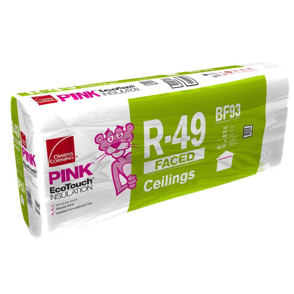 Owens Corning R 49 Pink Kraft Faced Fiberglass Insulation Batt 24 In X 48 In Bf93 The Home Depot