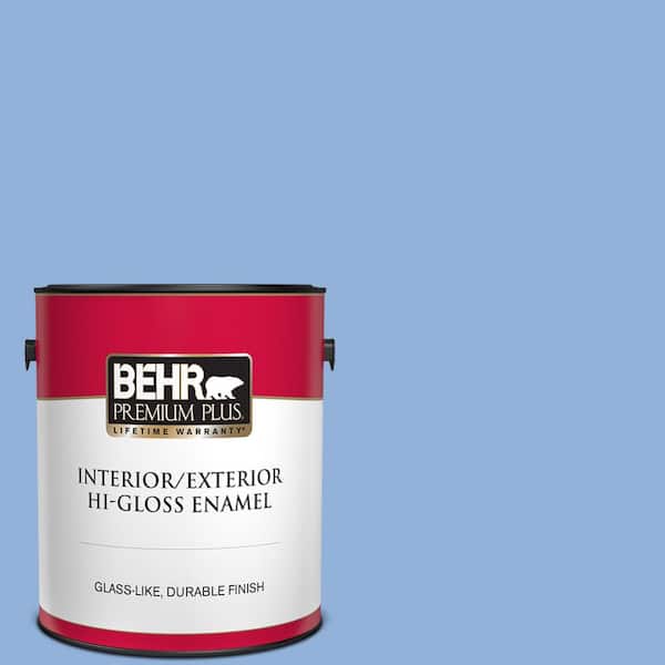 BEHR PREMIUM PLUS 1 gal. #580B-5 Cornflower Blue Hi-Gloss Enamel Interior/Exterior Paint
