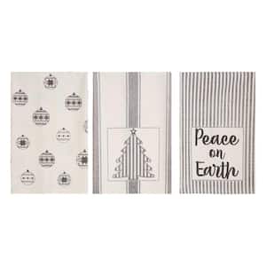 Grace Gray Cream Seasonal Peace on Earth Cotton Kitchen Tea Towel Set (Set of 3)