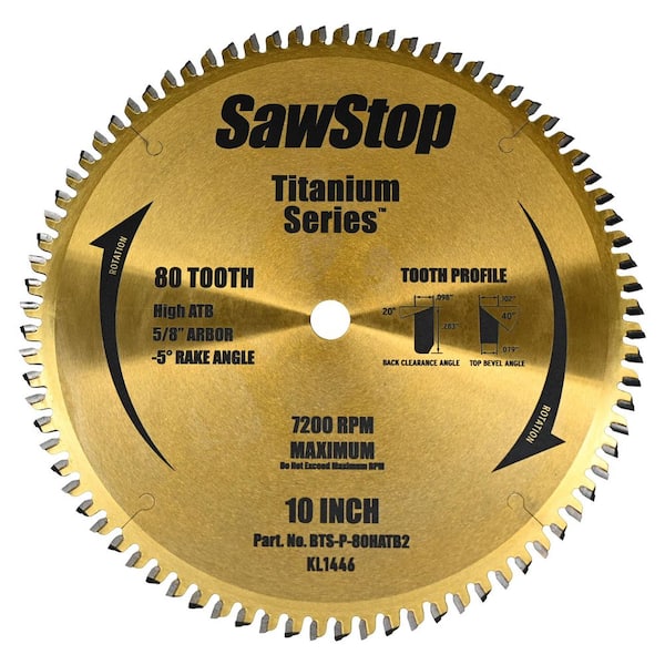 10 in. 80-Tooth Titanium Series Premium Woodworking Table Saw Blade