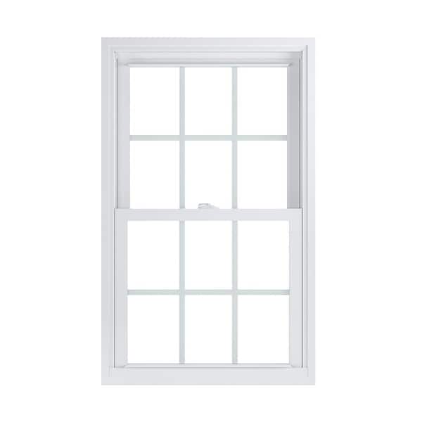 American Craftsman 27.25 in. x 44.25 in. 70 Pro Series Low-E Argon PS Glass Double Hung White Vinyl Repl Window with Grids, Screen Incl