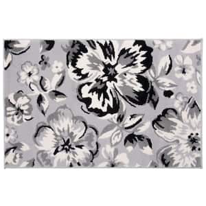 World Rug Gallery Modern Large Non-Slip (Non-Skid) Gray 24 in. x 120 in.  Floral Runner Rug 505Gray2x10 - The Home Depot