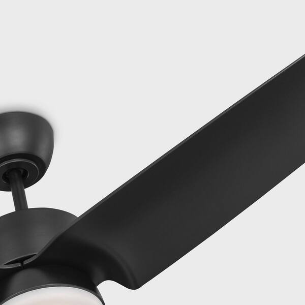 Generation Lighting - Fan Colgin 56 in. Midnight Black Modern Downrod Mount Standard Ceiling Fan with Integrated LED Light Kit and Remote