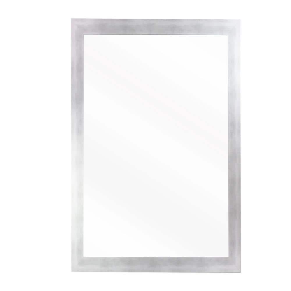 Large Rectangle Matte Silver Modern Mirror (48 in. H x 32 in. W)