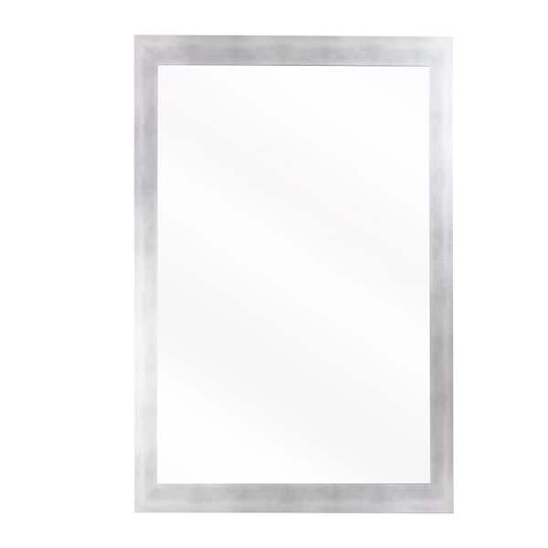 Unbranded Large Rectangle Matte Silver Modern Mirror (48 in. H x 32 in. W)