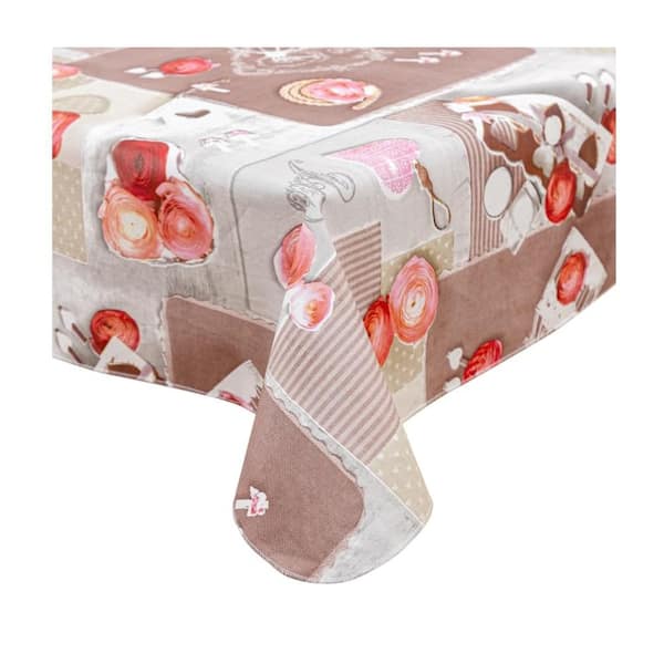 Valentine's Day Tablecloth 60'' Round Vinyl Tablecloths with Flannel Backing Wipeable Spillproof Plastic Table Cover