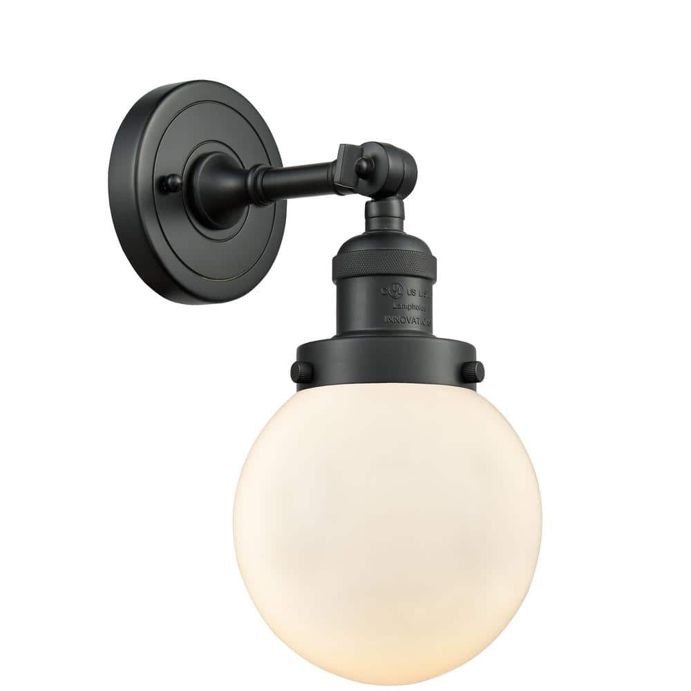 Beacon 1-Light Matte White, Matte Black Wall Sconce with White Glass Shade price history on PriceWatchPro
