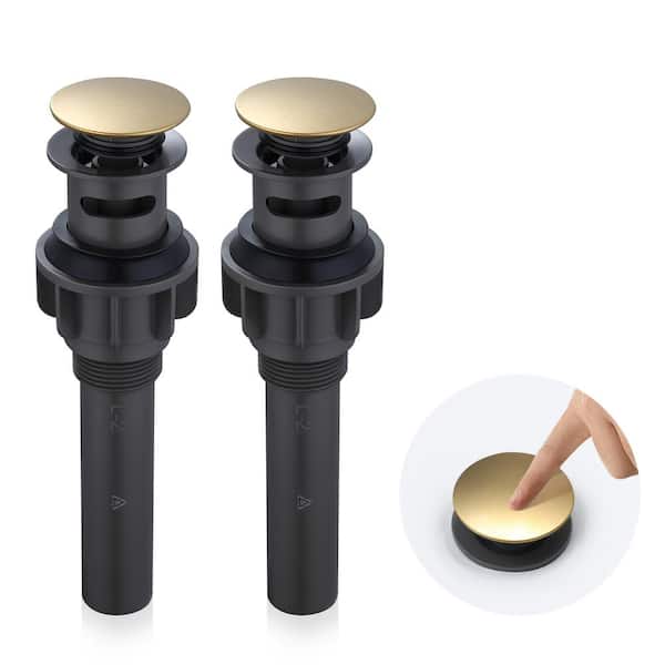 WOWOW Bathroom Sink Pop Up Drain with Overflow in Brushed Gold (2-Pack)