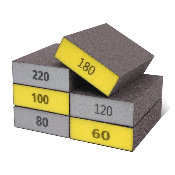 16Pck 120Grit Sanding Blocks, Washable Reusable Sanding Sponge, Wet Dry Sandpaper for Wood Metal Furniture Paint Drywall