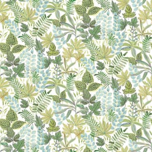 White and Green Watercolor Tropics Peel and Stick Wallpaper (Covers 28.29 sq. ft.)