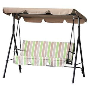 3-Person Outdoor Porch Lounge Metal Patio Swing with Adjustable Weather-Resistant Canopy and Durable Build, Multi