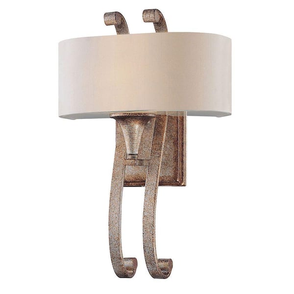 Illumine 1-Light Gold Dust Sconce with Off-White Shade