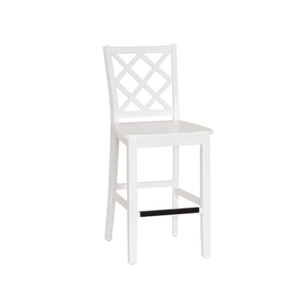 Linon Home Decor Mori 25.25 in. White Full Back Wood Counter Stool with Wood Seat
